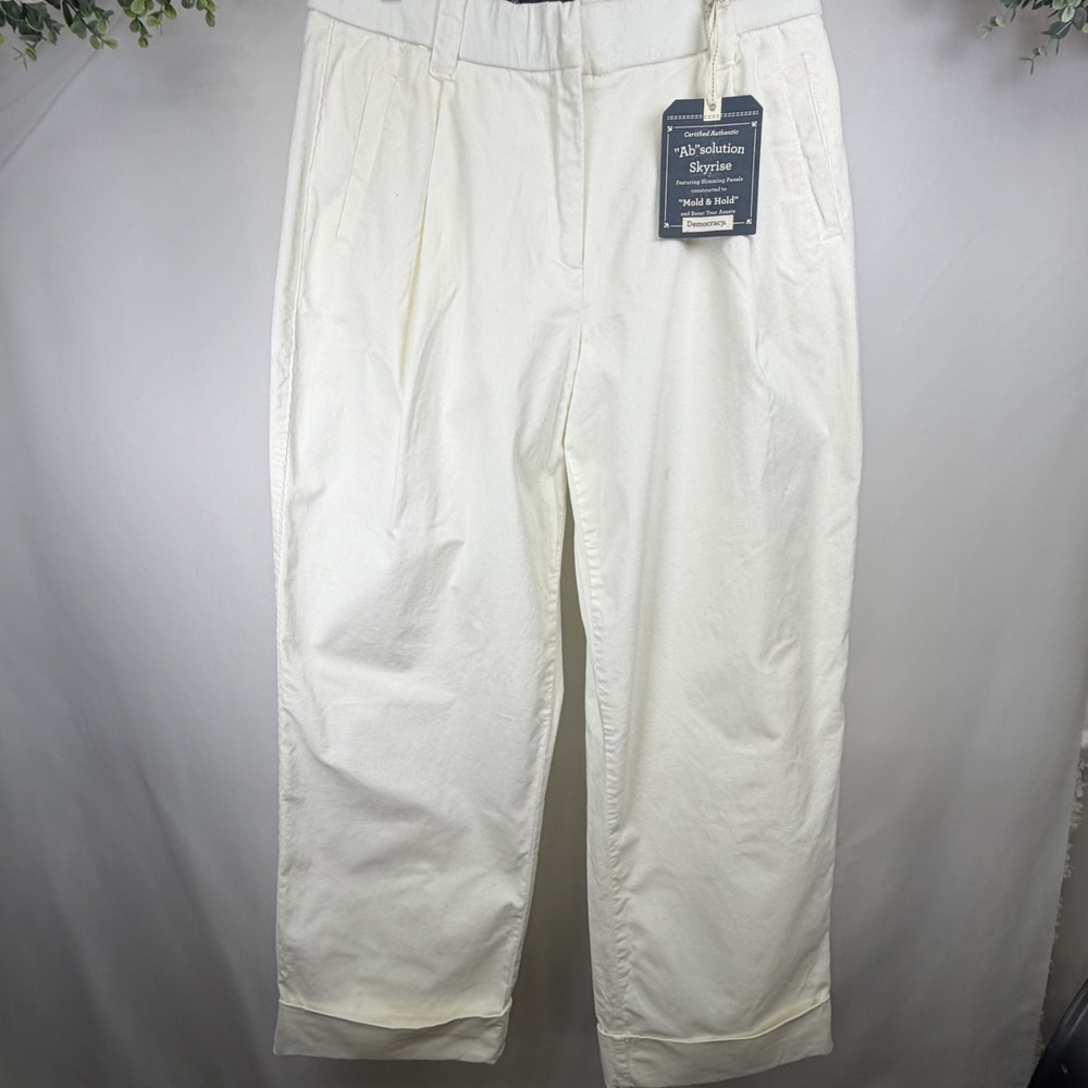 Democracy "Ab" Solution White Corduroy Women's Wide‎ Leg Cuffed Size 10